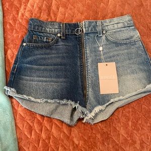 Device 2-tone jean shorts